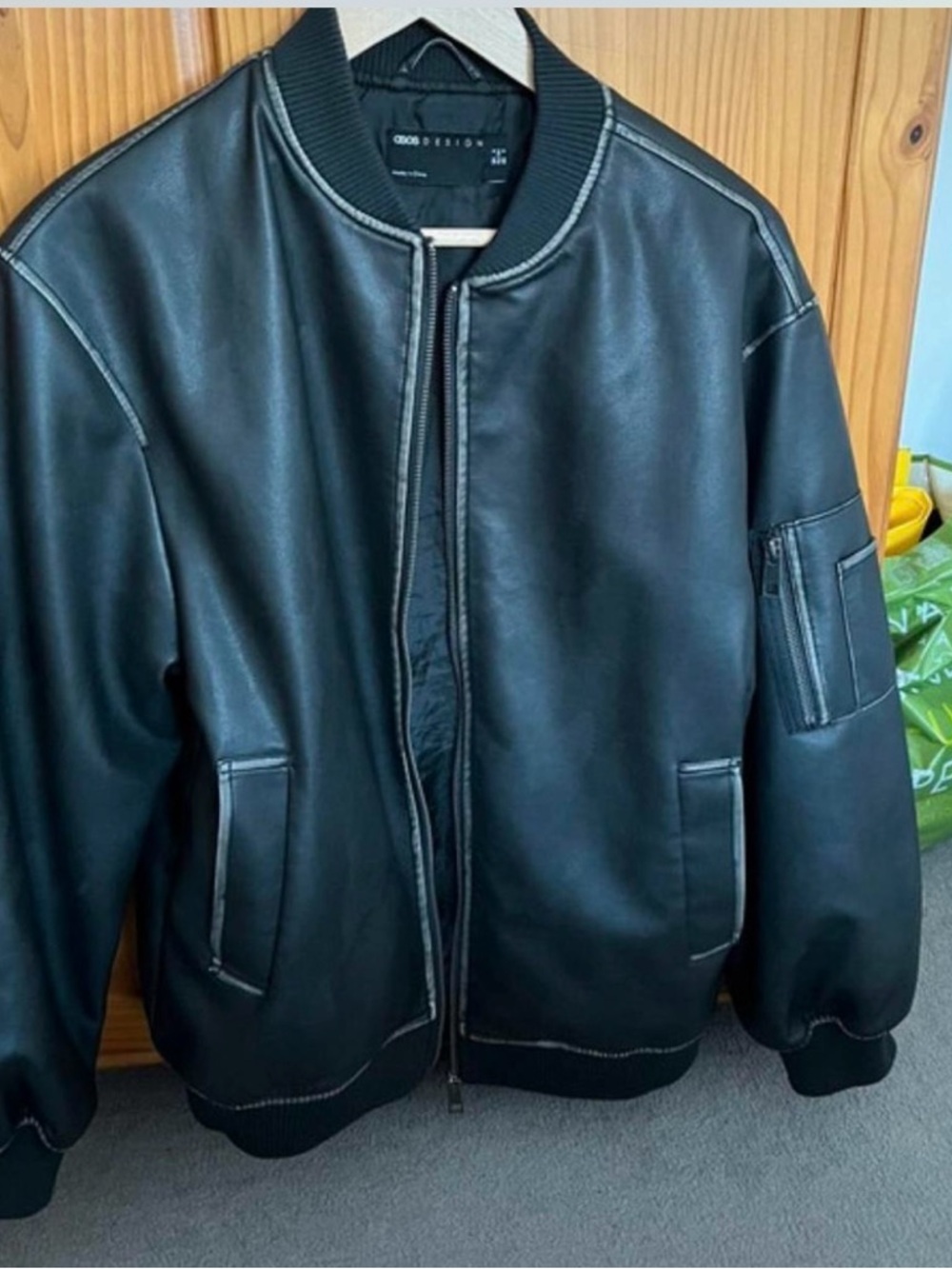 Faux oversized leather jacket